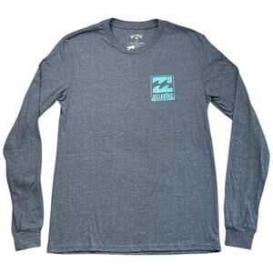 NWT Billabong Long Sleeve Graphic Tee Gray Blue Logo Surf Shirt - S